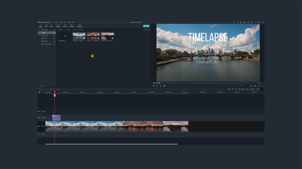 User interface of Filmora X video editing software